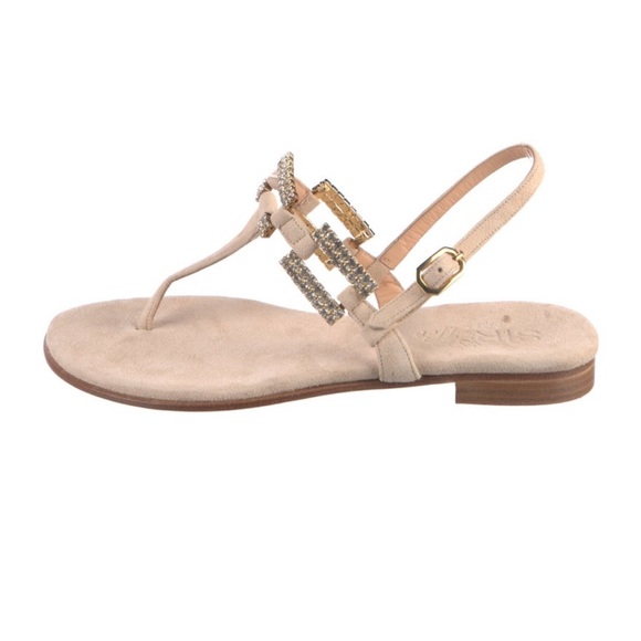 SIR the label Shoes - SIR the label Beige Sandals with Metallic Highlights